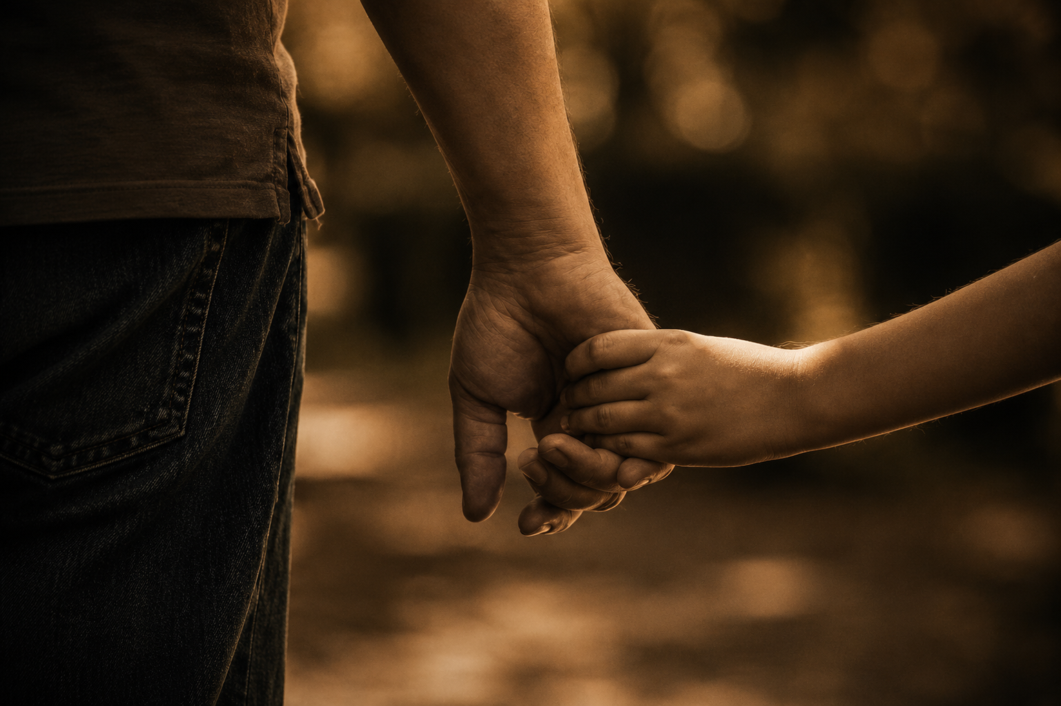 Adult and child holding hands